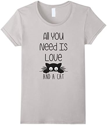 Women's All You Need Is Love And A Cat T-Shirt XL Silver
