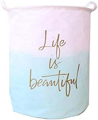 KIM88 Letter Printed Waterproof Folding Storage Basket Sundries Storage Box Toy Box for Kids Laundry Hamper Save Space (A)