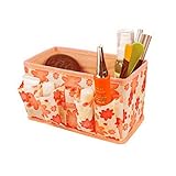 Tenworld Women Girl Fashion Makeup Cosmetic Storage Box Bag Bright Organiser Foldable Stationary Container (Orange)