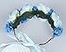 Vivivalue Rose Flower Crown Boho Flower Headband Hair Wreath Floral Headpiece Halo with Ribbon Wedding Party Festival Photos Blue