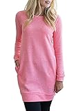 LuckyMore Women's Long Sleeve Tunic Pullover Sweatshirts (XXL, Pink)