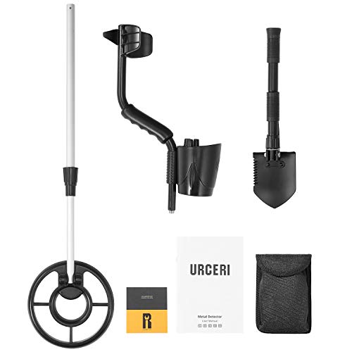 URCERI Metal Detector Waterproof Professional Gold Finder Ultimate Treasure Hunter with Pinpoint Function, Submersible Search Coil & Folding Shovel Included easy for Kids and Adults