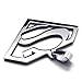 TEMEGO Jewelry Mens Stainless Steel Polished Pendant Vintage Superman Necklace, Silver