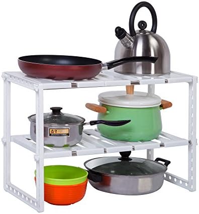 NITCHA14 2 Tier Expandable Under Storage Rack Sink Organizer Shelf Adjustable Kitchen