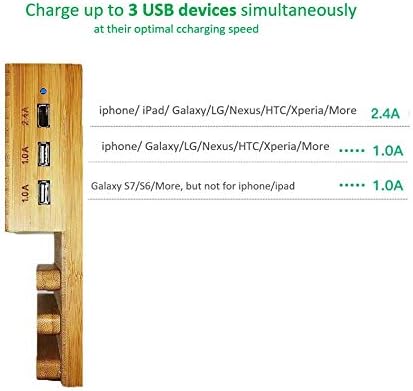 Yisen Handy Universal Wooden Game Earphone Headphone Stand Hanger(Removeble) with Cable Holder Multi Device Smartphone 3-Port USB Charging stations(with power switch and 1.5M UK plug power cord) - Image 5