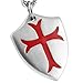 HZMAN Knights Templar Cross Joshua 1:9 Shield Stainless Steel Pendant Necklace with 22+2 inch Chain