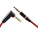 Conwork 2-Pack 3.5mm Audio Extension Cable Male to Male 4-Conductor TRRS Stereo [Gold Plated Connectors] 90 Degree Right Angle for iPhone, iPad or Smartphones, Tablets, Media Players, 4ft -Red
