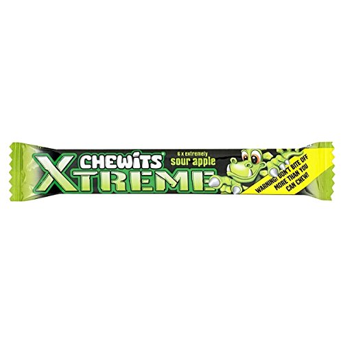 British Extremely Sour Apple Flavour Chews - Case Of 24 x 30g Rolls