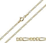 1mm thick 18K gold plated on solid sterling silver 925 stamped Italian diamond cut FIGARO curb link style chain necklace bracelet anklet with lobster claw clasp jewellery jewelry - Available in lengths: inch 6