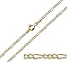 1mm thick 18K gold plated on solid sterling silver 925 stamped Italian diamond cut FIGARO curb link style chain necklace bracelet anklet with lobster claw clasp jewellery jewelry - Available in lengths: inch 6
