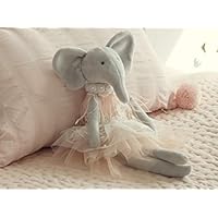 Inspired by Jewel Daisy The Elephant Premium Quality Floppy Elephant Plush Doll Gift with Delicate Pink & Lace Tutu | Elegant Feather & Pearl Details | Playable Toy with Movable Legs & Huggable Arms