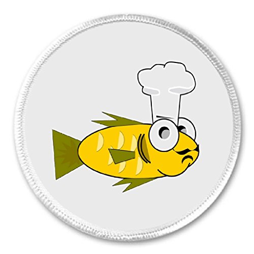 A&T Designs Le Chef Fish 3" Sew On Patch - Funny Humor Cute French