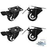 Moogiitools 2" Swivel Rubber Caster Wheels with Safety Dual Locking Heavy Duty 600lbs Casters Set of 4 with Brake