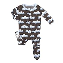 KicKee Pants Baby Boys Print Footie Prd-Kpf173-Bsl, Bark Seals, Newborn