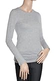 Active Basic Athletic Fitted Plain Long Sleeves Round Crew Neck T Shirt Top,Large,Heather Gray