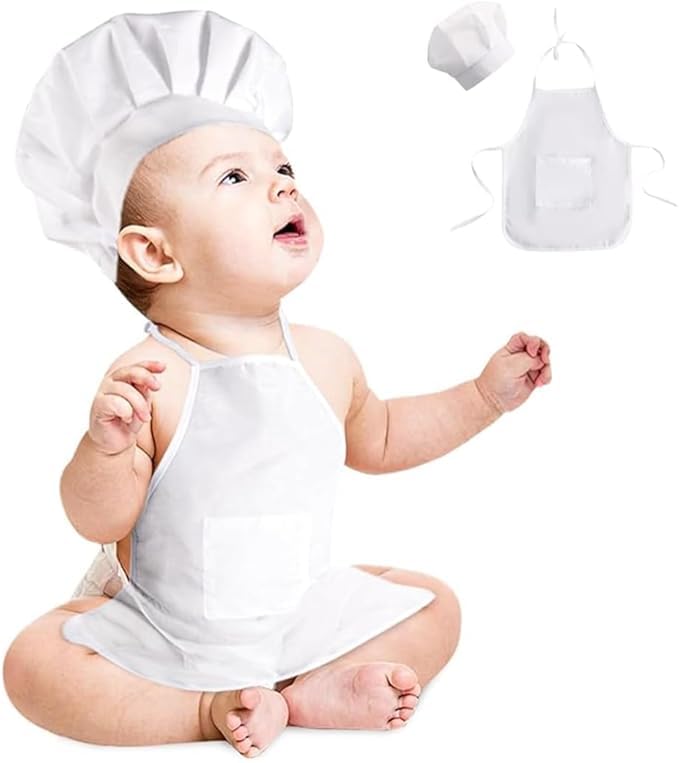 Nicoone Newborn Baby Chef Costume Photography Photos Prop Hat + Apron Outfit,Baby Chef Costume Set for Boys Girls Photography Props (Boys 1-2 Years)
