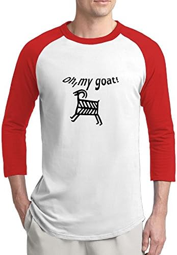 Pingquchan Oh My Goat Mens 3/4 Raglan Sleeve Athletic Shirts Casual Tees For Men Baseball T-Shirt S Red