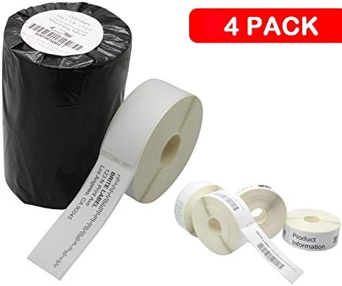 [4 Rolls, 375 /Roll, 1500 Labels] Dymo 30252 Compatible Address Label (1-1/8 x 3-1/2") Premium Adhesive for Shipping, Mailing, File, Folder & Barcode Labels LabelWriter Lw 450 Turbo 4XL