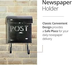 NACH Rustic Black Mailbox with Newspaper