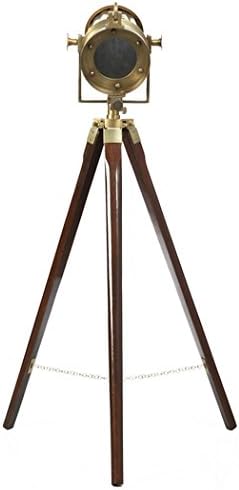 Nautical India Tripod Floor Lamp Decorative Lamps Industrial Searchlight Table Lights Desk Spotlight,Vintage Metal Wood Studio Industrial Antique Rustic Camera Retro Modern Home Art Deco Props