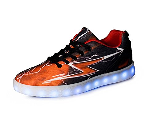 LED Light up Casual Men Shoes Fashion Men Luminous Shoes USB Rechargeable for Adult (Orange 42/11 B(M) US Women / 8.5 D(M) US Men)