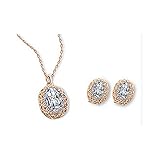 HSG Luxury Lady Diamond Jewelery set Hollow Bling White Crystal Pendant Necklace & Earrings for Wedding