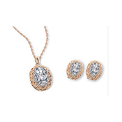 HSG Luxury Lady Diamond Jewelery set Hollow Bling White Crystal Pendant Necklace & Earrings for Wedding