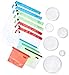 Emani 100% Silicon Reusable Food Storage Bags {16 Pieces} 04 Silicone Ziplock Freezer Bag } 6 Silicone Lids & 6 Mesh Produce Baggies } Preservation & Cooking - Containers, Microwave & Freezer Safe