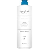 AVCA Hyaluronic Acid Pore Toner - Low pH Facial Toning Water That Hydrates and Moisturizes Sensitive, Dehydrated, Oily Skin, Korean Skin Care (1L/33.8fl.oz.)