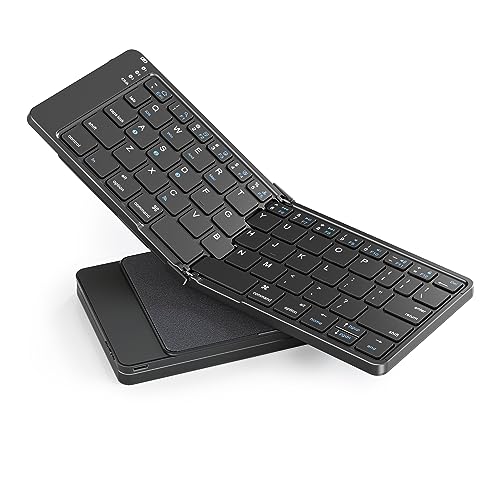 Photo 1 of Rovinda Foldable Bluetooth Keyboard, Portable Wireless Folding Keyboard (BT5.1 x 3), Pocket-Sized & Ultra-Slim, USB-C Rechargeable for iOS, Android, Windows Mac OS Laptop Tablet Smartphone, Black
