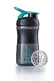 BlenderBottle SportMixer Tritan Grip Shaker Bottle, Transparent Black/Teal, 20-Ounce