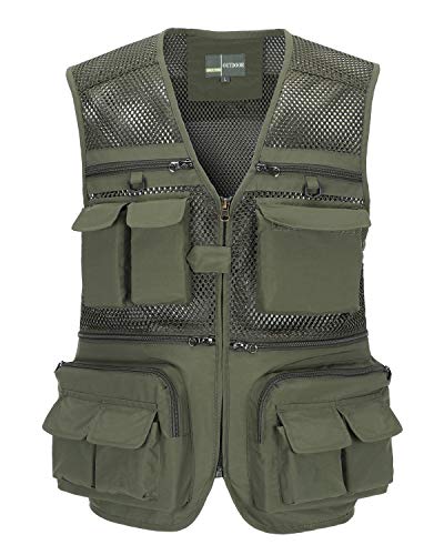 Ktwolen Homme Multi-poches Gilet De Pêche Veste Sans Manches Maille Respirant Veste De Sport Gilet Journaliste De Chasse Randonnée Gilet