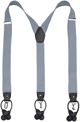 Warm Sunshine Men's Suspenders with Convertible Clip,Leather Button Ends-54",Grey