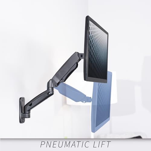 VIVO Height Adjustable Pneumatic Extended Arm Single Monitor Wall Mount