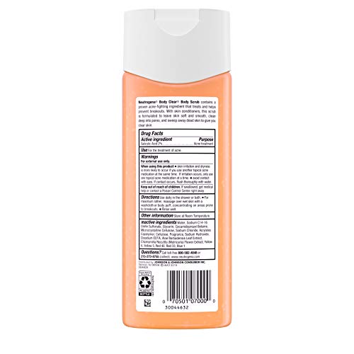 Neutrogena Body Clear Oil Free Acne Body Scrub with Salicylic Acid Acne Treatment Medicine, Exfoliating Salicylic Acid Body Wash to Treat Acne on Back, Chest, and Shoulders, 8.5 fl. oz - Image 12