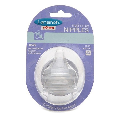 Lansinoh mOmma Nipples MediumFlow, 2 Count, 100 Silicone