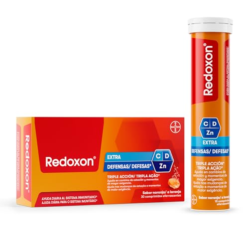 Vitamina C Efervescente - Extra Defensas 30 Comprimidos - Sabor Naranja - Suministro para 1 mes - Complemento Alimenticio con Vitamina D y Zinc - Ayuda al Sistema Inmunitario - Sin Gluten