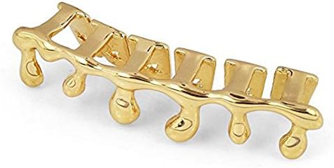 New Custom Fit 14k Gold Plated Drip Teeth Grillz Caps Top & Bottom Grill Set