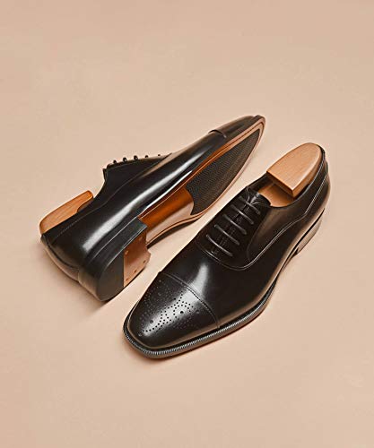 Latest Model Men Dress Shoes Formal Oxford Office Genuine Leather Shoes（10 Black） - Thumbnail 2