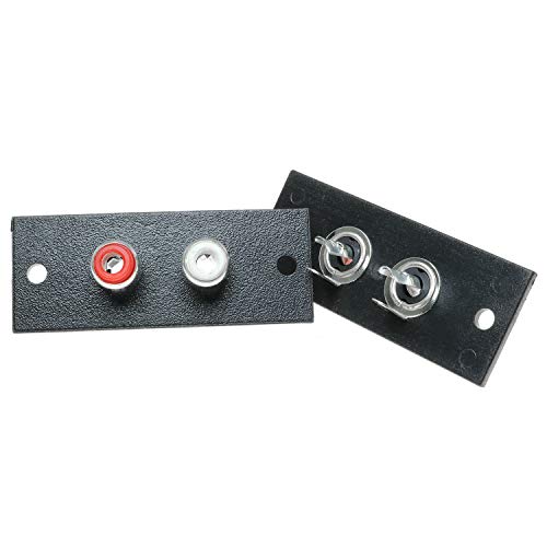 Magic&shell RCA Connector 5PCS Black 2 Way RCA Terminal Wall Panel Plate Input Phono Chassis Socket AV Audio Connector