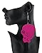 Wooden Flower Turban African Woman Head and Bead Dangle Hook Earrings - Fuchsia, Black Bead