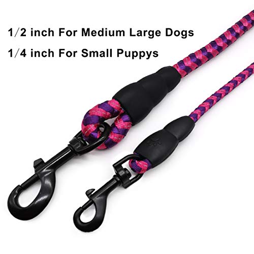 Mycicy Small Dog Leash - 6FT x 1/4" Reflective Rope Dog Leash -  Nylon Braided Purple Dog Leash for Puppy Cats Small Pets - Thumbnail 3