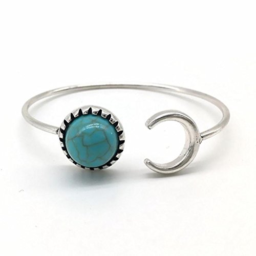Womens Bracelet, Gillberry Bohemian Silver Alloy Moon Shape Turquoise Ethnic Boho Gypsy Cuff Bangles