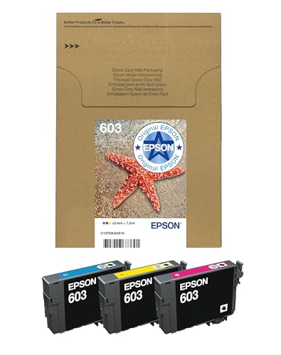 Epson 603 Starfish Genuine Multipack, Eco-Friendly Packaging, 3-Colours Ink Cartridges