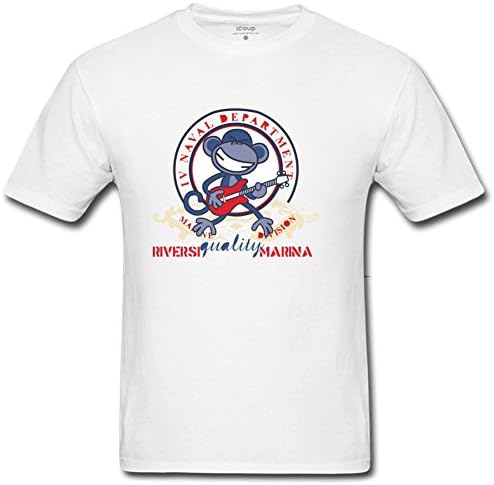 Quality Marina Guitar Men's Leisure Printed T Shirt S White