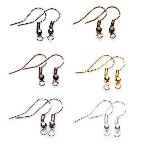 Linsoir Beads Iron Wire Earring Hooks with Large Loop Packed of 200 Antique Bronze Plated