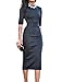 Rui Wen Women Half-Sleeve High Waist Office Formal Bodycon Dress Business (S, Black)