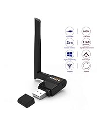 EPSKY   Adaptador de red inalámbrico USB Wifi de 600 Mbps de doble banda 2,4 G 5 G con antena de 2 dBi compatible con Windows XP,Win Vista,Win 7, Win 8.1, Win 10, Mac OS X 10.6 10.13
