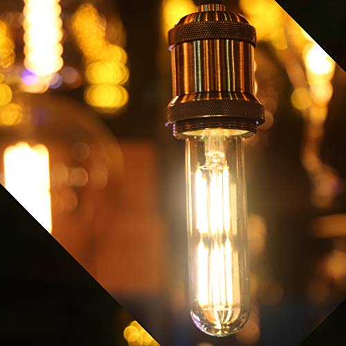 LEOOLS T10 Led Bulb, 6W Dimmable Led Tubular Bulbs, 60 Watt Incandescent Bulb Equivalent, 2700K Soft Warm White, Clear Glass, E26 Base Lamp Bulb, for Cabinet Display Cabinet etc,3 Pack.