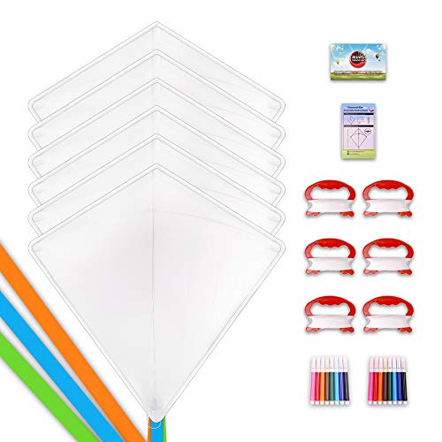Mint's Colorful Life DIY Kites for Kids Kite Making Kit Bulk, Decorating Coloring Kite Party Pack,White Diamond Kite Kits (6 Pack) - Thumbnail 6